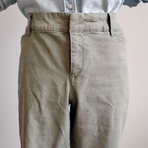 Old Navy Pixie Pants Stretch Cotton Khaki Green Classic Comfy Career Size 12